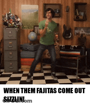 Man Dancing When Fajitas Come Out Sizzlin GIF
