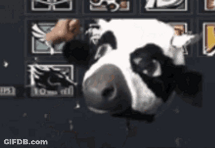 Man Dancing While Using Cow Mascot GIF