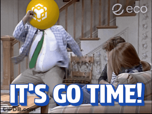 Man Dancing With Balloon Head And Go Time GIF