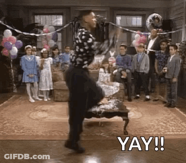 Man Dancing With Balloons And Friends GIF