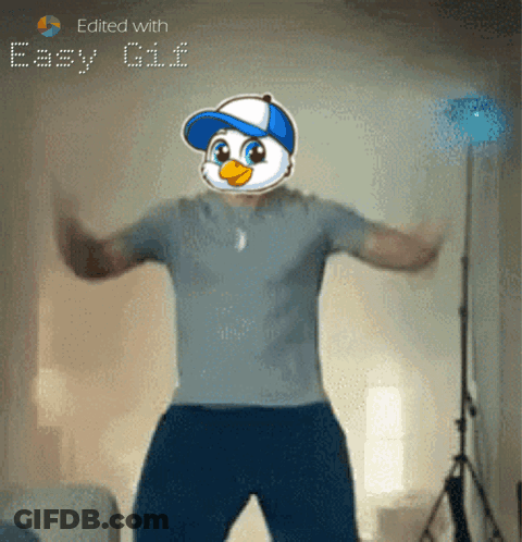 Man Dancing With Cartoon Duck On Face Easy GIF