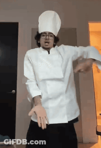 Man Dancing With Chef Hat And Glasses GIF