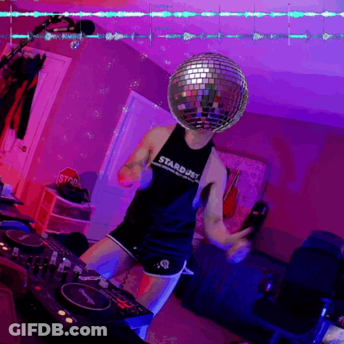 Man Dancing With Disco Ball Head GIF