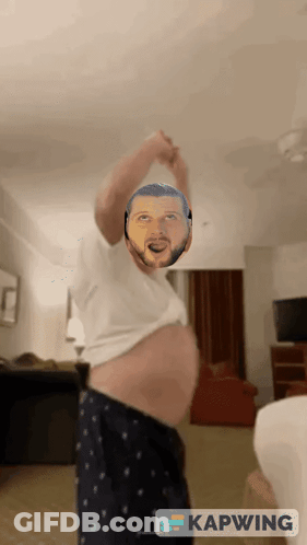 Man Dancing With Face On Belly And Kapwing GIF