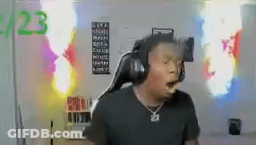Man Dancing With Headphones In Neon Room GIF