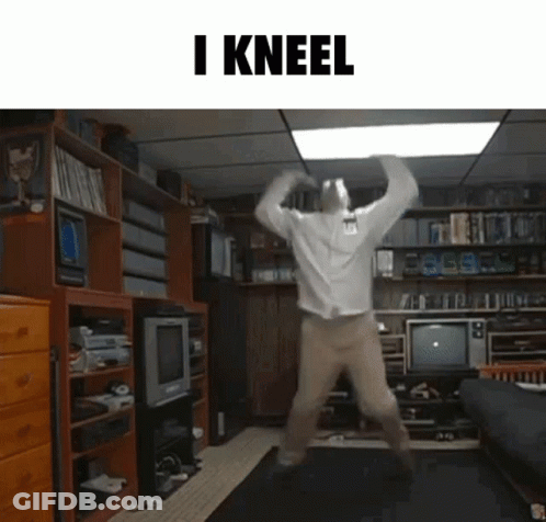 Man Dancing With I Kneel Text GIF