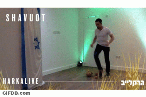 Man Dancing With Shavuot Banner GIF