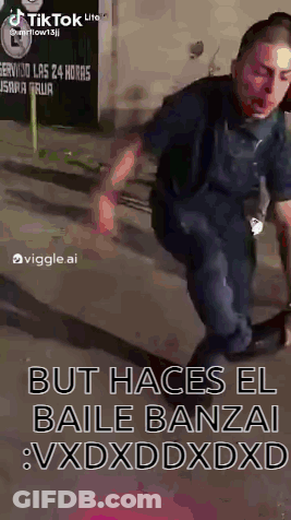 Man Dancing With Sign But Haces El Baile Banzai GIF