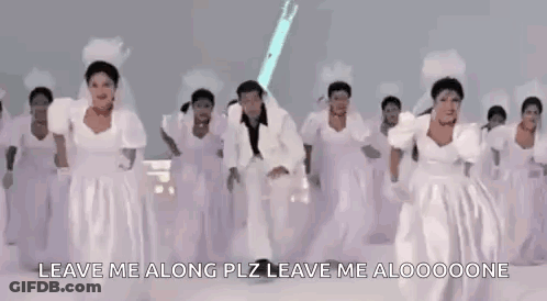 Man Dancing With Women In White Dresses And Hats GIF