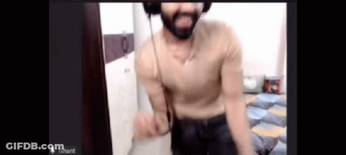 Man Dancing Without Shirt On Video Call GIF