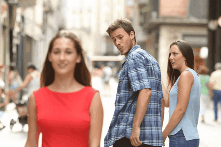 Man Distracted By Sexy Woman GIF