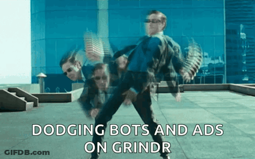 Man Dodging Bots And Ads On Grindr Wearing Sunglasses GIF