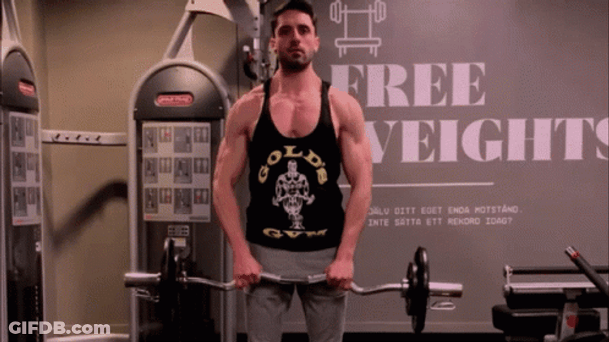 Man Does Upright Row Barbell Row Technique GIF