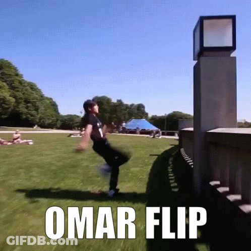 Man Doing Flip Saying Omar Flip GIF
