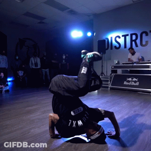 Man Doing Handstand In Front Of Wall Saying Distrc GIF
