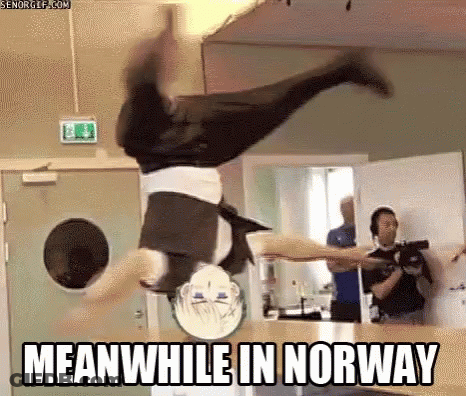Man Doing Handstand Meanwhile In Norway GIF
