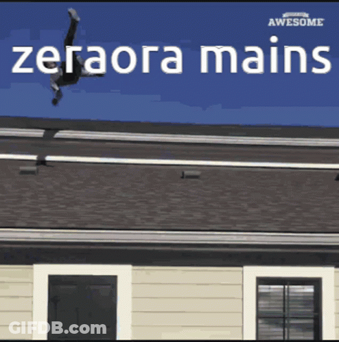 Man Doing Handstand On Roof Saying Zeraora Mains GIF
