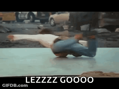 Man Doing Handstand On Table With Lezzz Gooo GIF