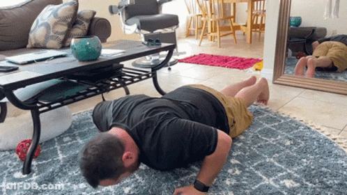 Man Doing Push Ups In Front Of Mirror GIF