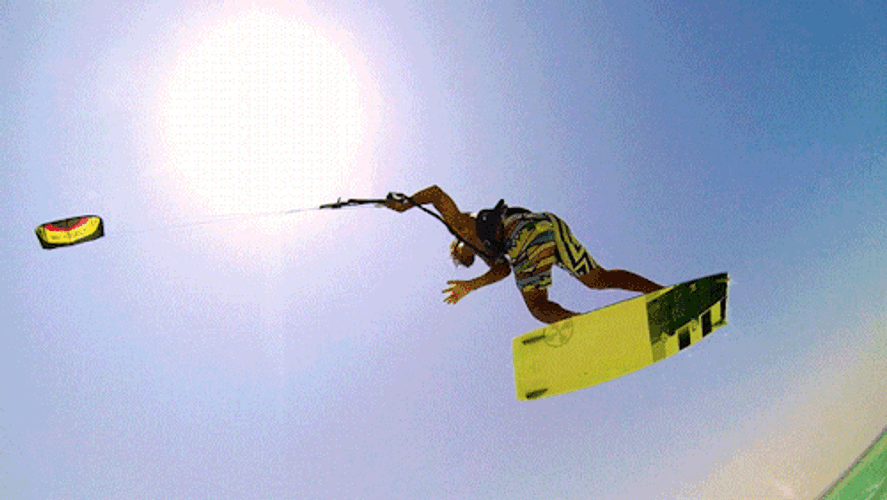 Man Doing Windsurfing Tricks GIF