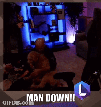 Man Down Sitting On Floor In Living Room GIF