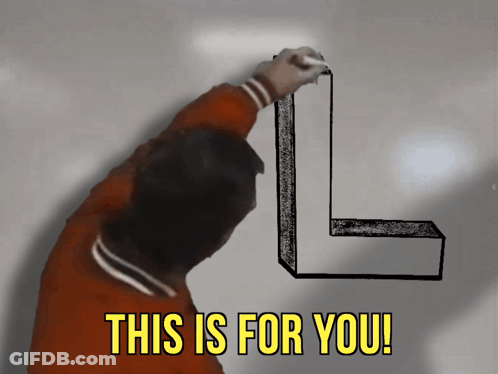 Man Drawing L On Wall With For You Below GIF