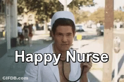 Man Dressed As Nurse Holding Stethoscope GIF