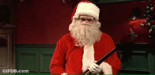 Man Dressed As Santa Claus Holding Cane GIF