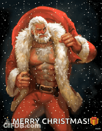 Man Dressed As Santa Claus Saying Merry Christmas GIF