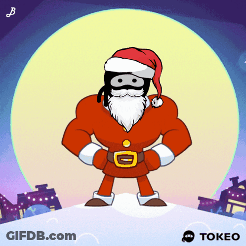 Man Dressed As Santa Claus With Tokeo Logo GIF