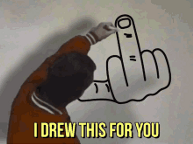 Man Drew Wall Flipping Off Finger GIF