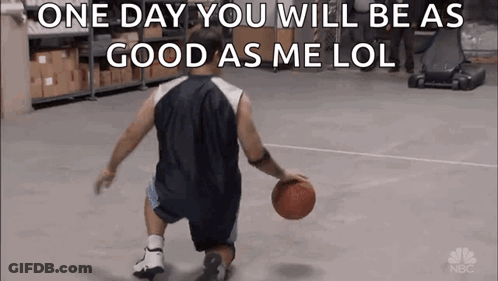 Man Dribbling Basketball On Court GIF