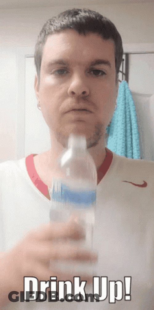 Man Drink Bottled Water Straight GIF
