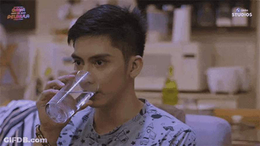 Man Drink Water Shocked Funny Meme GIF