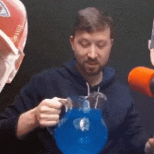 Man Drinking Blue Kool Aid From Pitcher GIF