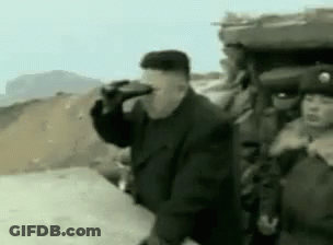 Man Drinking Bottle Next To Soldiers GIF