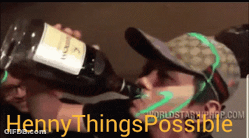 Man Drinking Bottle Saying Henny Things Possible GIF