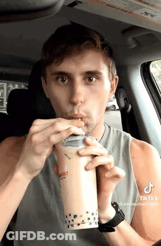 Man Drinking Bubble Tea GIF