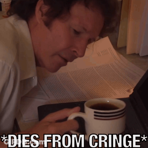 Man Drinking Coffee Dies From Cringe GIF