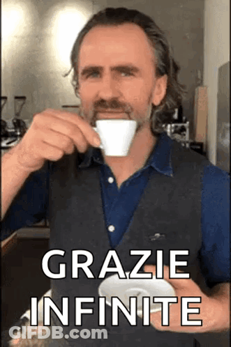 Man Drinking Coffee Grazie Infinite GIF