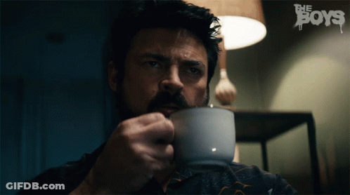 Man Drinking Coffee Saying The Boys GIF