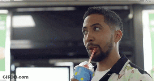 Man Drinking Dairy Queen Beverage With Straw GIF