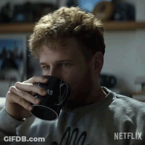 Man Drinking From Black Netflix Mug GIF