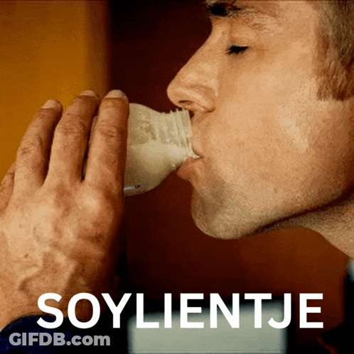 Man Drinking From Bottle With Soylietje GIF