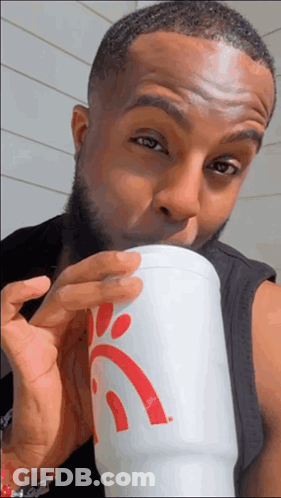 Man Drinking From Chick-Fil-A Cup GIF