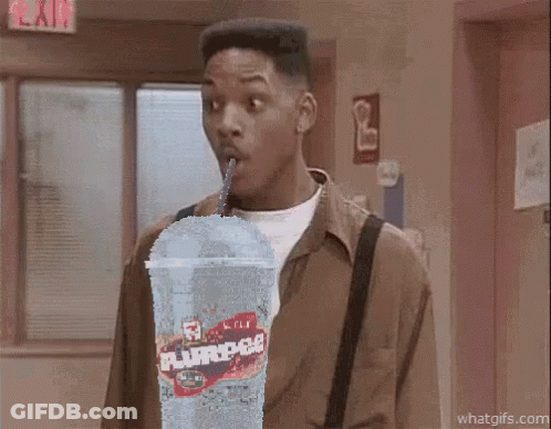 Man Drinking From Cup With Straw Saying Purpsg GIF