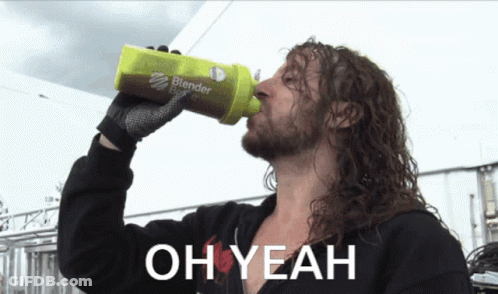 Man Drinking From Green Blender Shaker Saying Oh Yeah GIF