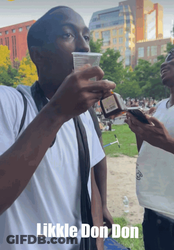 Man Drinking From Likkle Don Don Cup GIF
