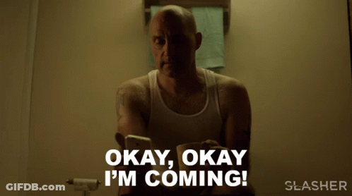 Man Drinking Mug Saying Okay Okay I'm Coming GIF
