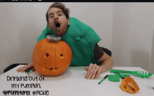 Man Drinking Out Of My Pumpkin GIF